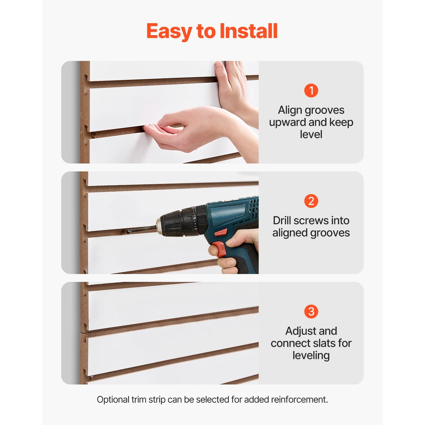VEVOR 4 x 4 ft Slat Wall Paneling MDF Garage Slatwall with Modular Design Adjustable Panel for Tools Storage & Workshop Display