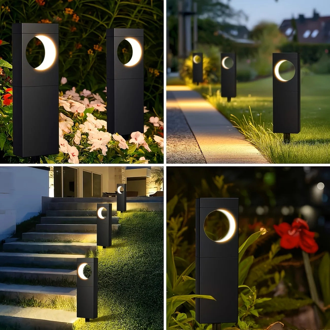 Solar Pathway Lights Outdoor Waterproof Bright Moon Auto On/Off Garden Light for Yard Patio Porch Lawn Outside Decor Lighting
