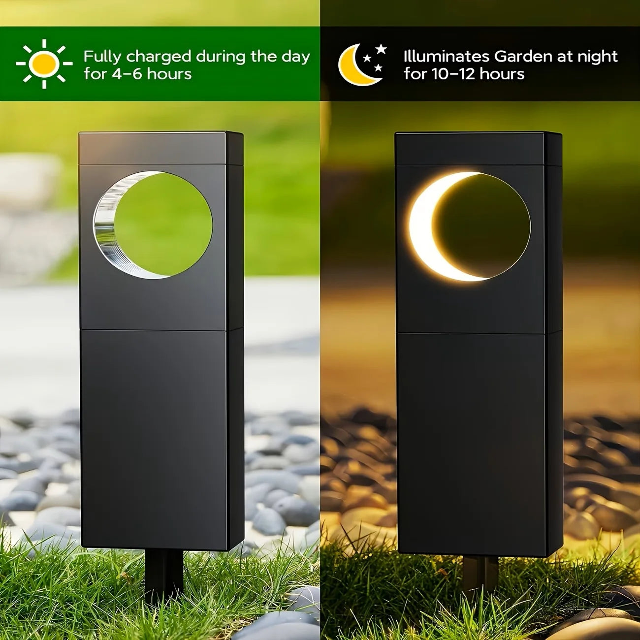 Solar Pathway Lights Outdoor Waterproof Bright Moon Auto On/Off Garden Light for Yard Patio Porch Lawn Outside Decor Lighting