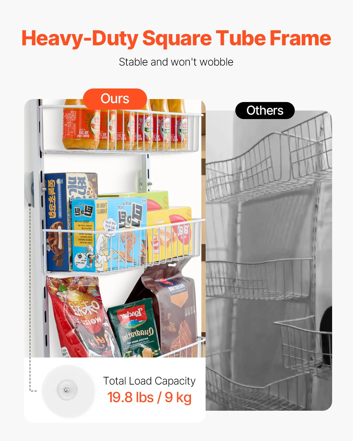 SucceBuy 6 Tier Over the Door Pantry Organizer Heavy-Duty Steel Hanging Spice Rack, Adjustable Wall Seasoning Shelves
