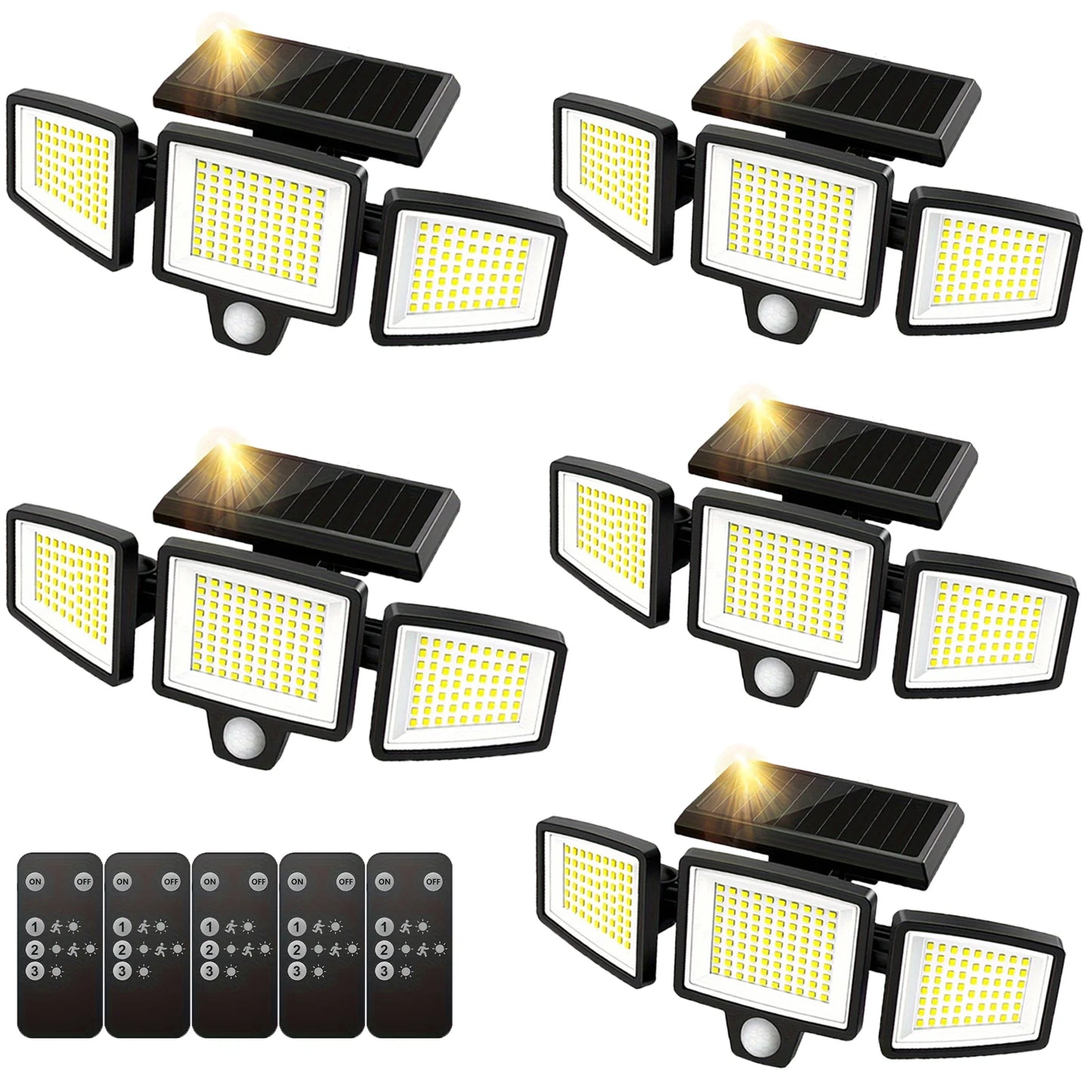 (1/2/3 Pack) 3-Head Solar Outdoor Light, Motion Sensor Security Light with Wireless Remote Control