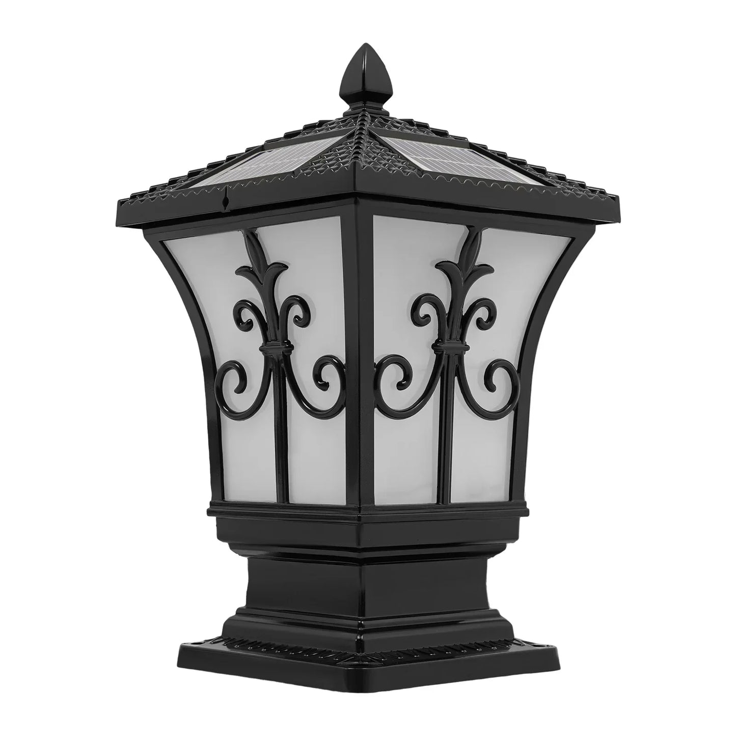85-265V Outdoor Solar Post Light,Modern Post Light, Solar Powered & Electric Supply Garden Pillar Light with Remote Control