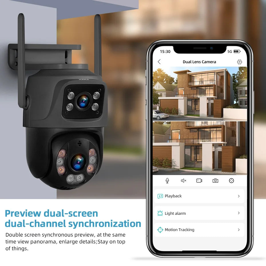 6MP HD WiFi IP Camera Outdoor Wireless Dual Lens PTZ Camera Onvif Home Security Surveillance CCTV Video Human Detect ICSEE APP