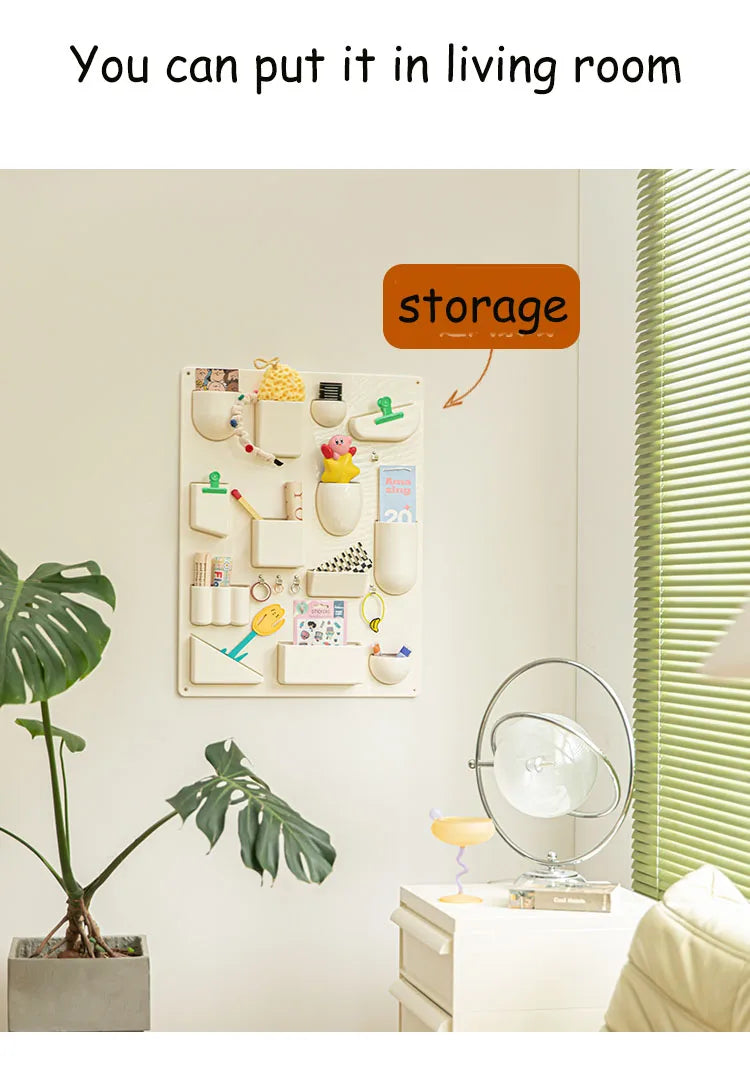 Wall-mounted Storage Rack with Hooks for Office, Kitchen and Workshop Children's Room Organizer with Adjustable Shelves