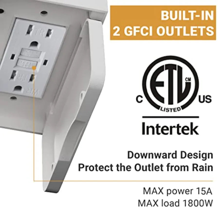 Porch Light Outdoor with GFCI Outlet - 3 Lighting Modes Exterior Light Fixture Dusk to Dawn Motion Sensor Wall Mount Outside Li