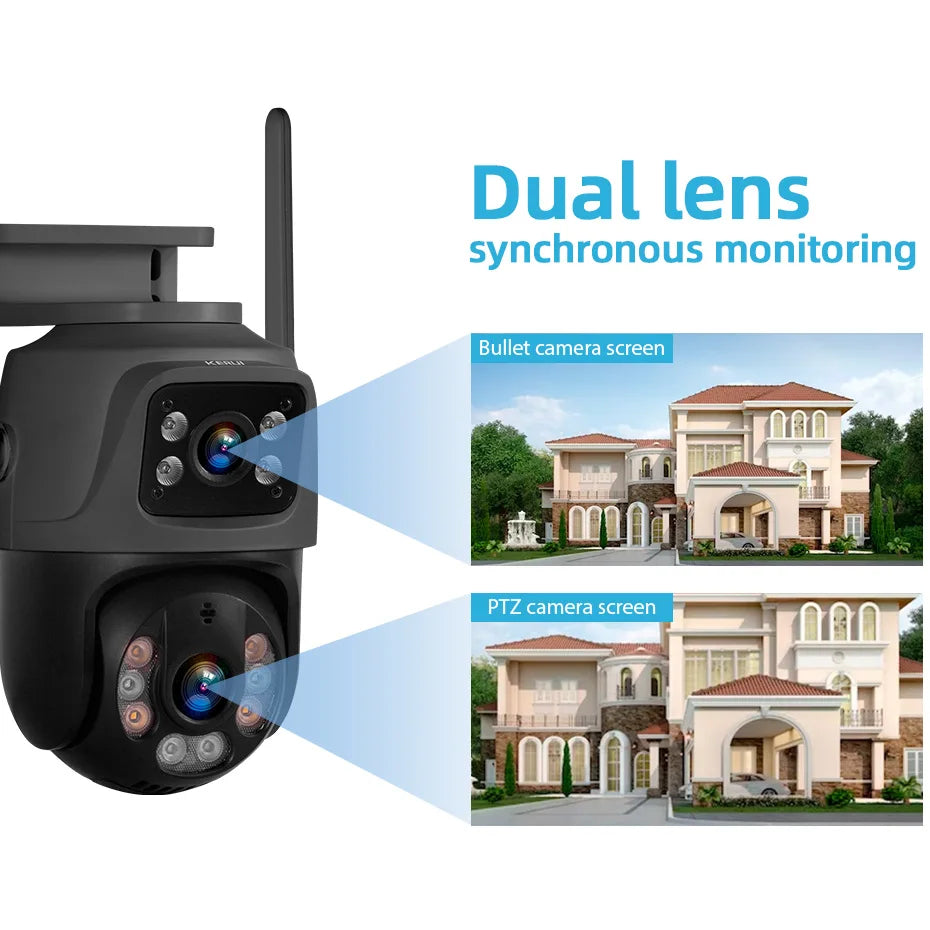 6MP HD WiFi IP Camera Outdoor Wireless Dual Lens PTZ Camera Onvif Home Security Surveillance CCTV Video Human Detect ICSEE APP
