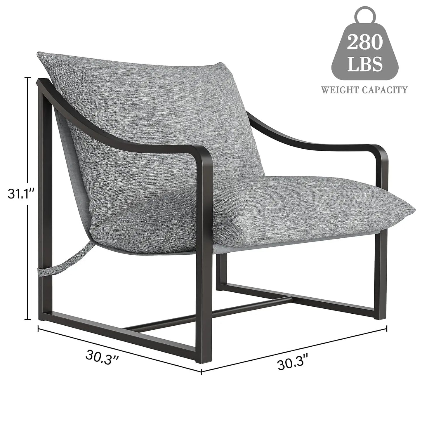 Accent Chairs Set of 2, Metal Frame Sling Outdoor Chairs with Metal Frame and SOFE Cushion for Garden, Patio,Customized