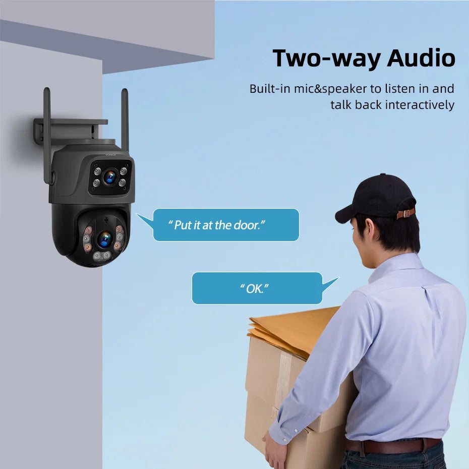 6MP HD WiFi IP Camera Outdoor Wireless Dual Lens PTZ Camera Onvif Home Security Surveillance CCTV Video Human Detect ICSEE APP