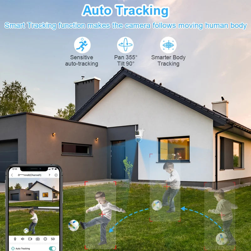 Smar WiFi Security Camera System 6MP Dual Lens Wireless IP Camera Kit With Two-Way Audio 8CH NVR