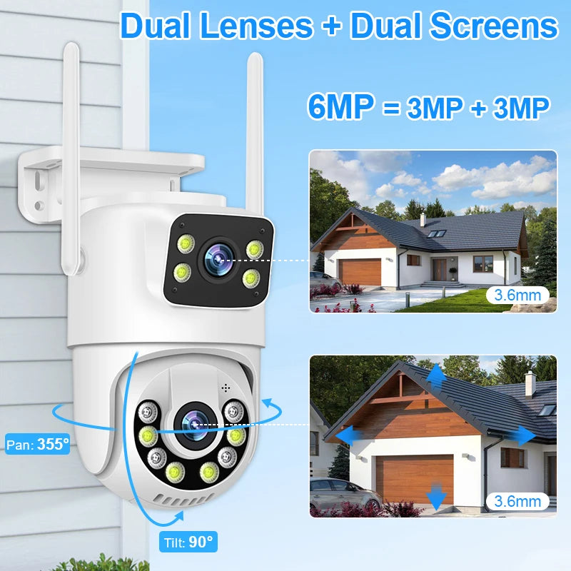 Smar WiFi Security Camera System 6MP Dual Lens Wireless IP Camera Kit With Two-Way Audio 8CH NVR