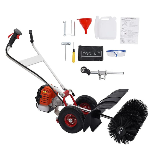 52cc Gas Powered Walk Behind Snow Sweeper, 2.5HP 2-Stroke Folding Snow Blower with 20-Inch Brush, Driveway Turf, Customized