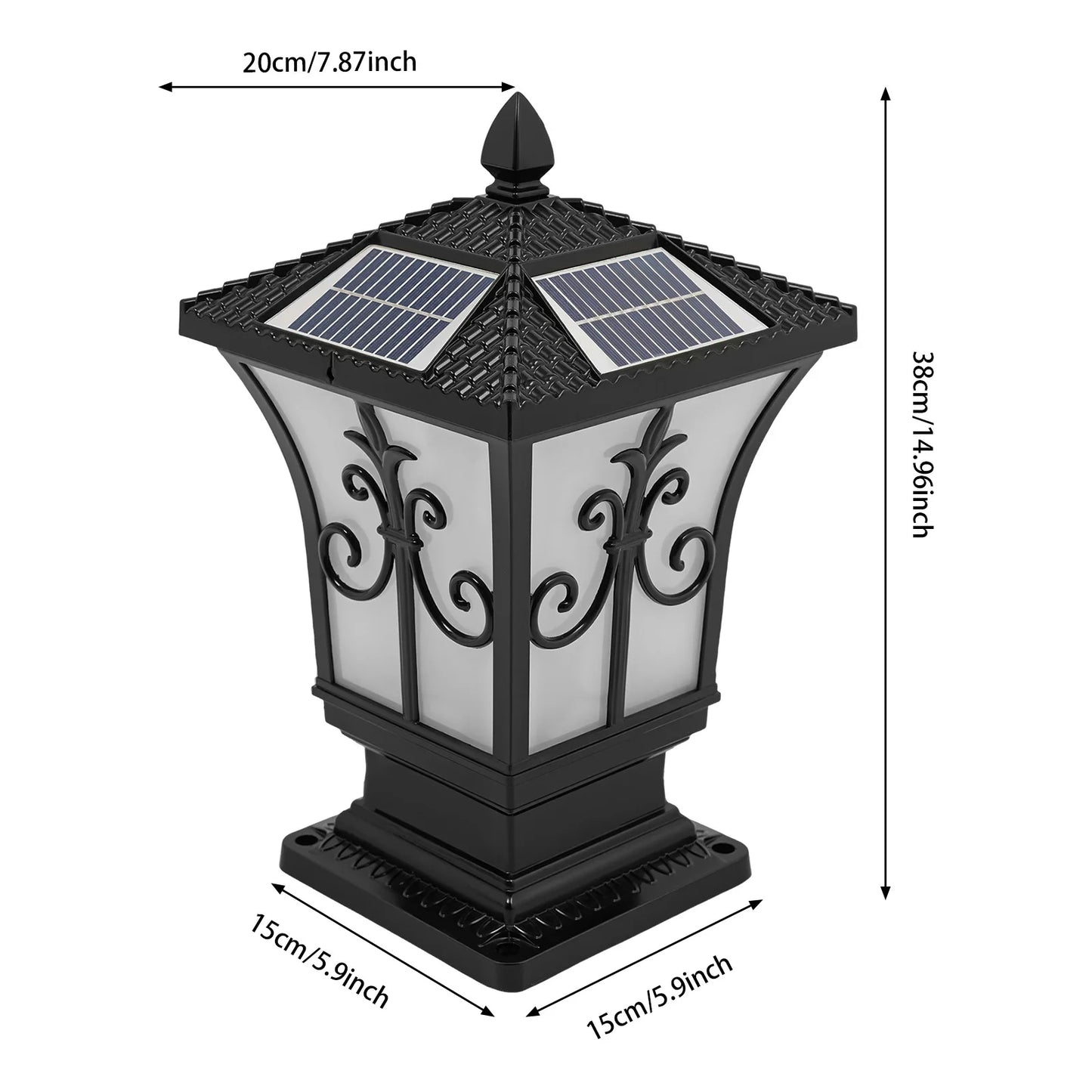 85-265V Outdoor Solar Post Light,Modern Post Light, Solar Powered & Electric Supply Garden Pillar Light with Remote Control