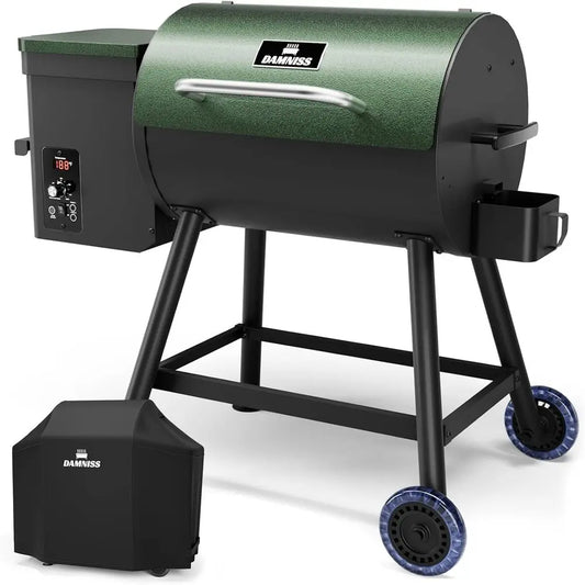Electric Wood Pellet Smoker Grill 8 In 1 BBQ Grills or Outdoor Grill with Auto eed & Temperature Control (180-450°) and Rain Cov